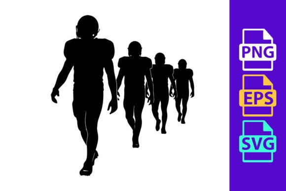 American Football Players in Motion: Dynamic Silhouette Clipart