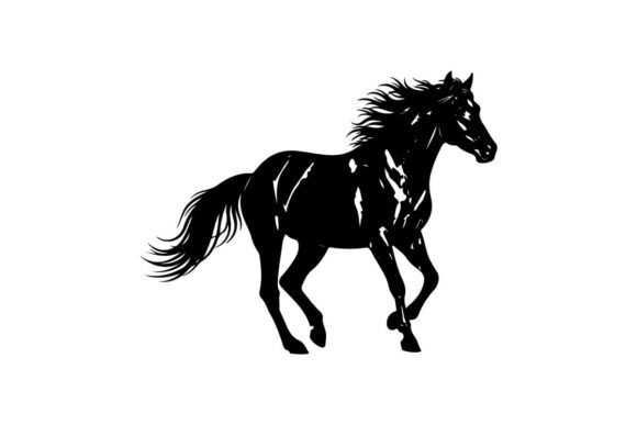 Black Horse Galloping in Motion: Dynamic Line Art for Modern Design