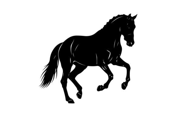 Black Horse Galloping in Motion Silhouet: A Modern Design Asset