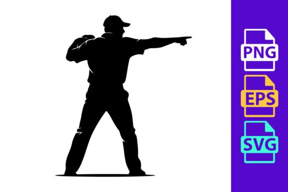 Capture Athletic Energy: Baseball Player in Motion Silhouette Ill