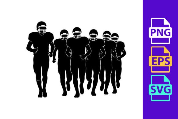 Dynamic Motion: American Football Players in Motion Runn