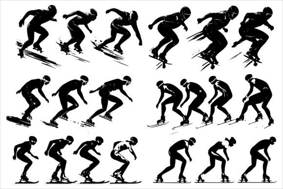 Dynamic Motion: Integrating Speed Skaters Vector Art