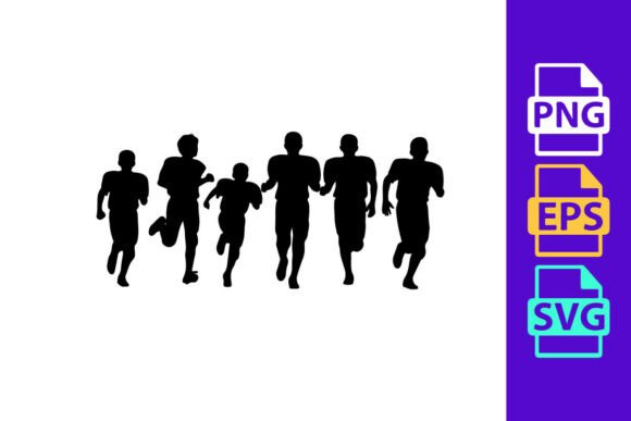Dynamic Motion: Six Silhouette Runners in Motion on a Wh