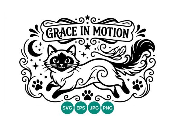 Grace in Motion Leaping Cat Vector: Dynamic Design Asset