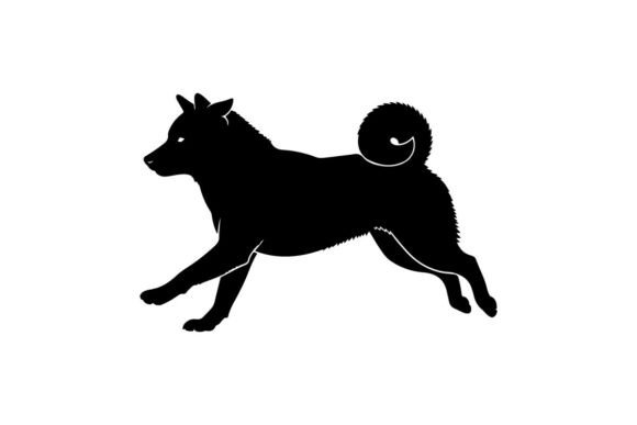 Silhouette of a Dog in Motion with Curle: Dynamic Vector Art for Modern Projects