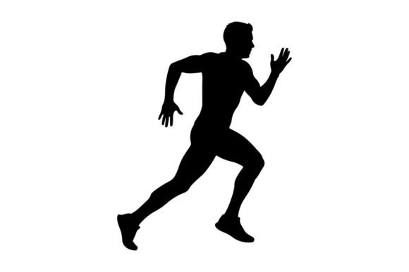 Silhouette Runner in Motion Against Mini