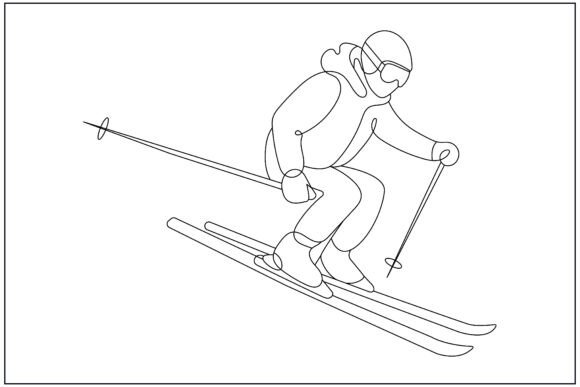 Skiing Downhill Motion Line Art: Capturing Speed in a Single Stroke