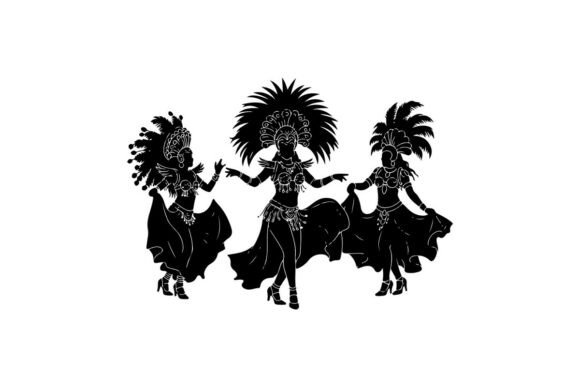 Traditional Tribal Dancers in Motion Vec: Dynamic Silhouette Clip Art